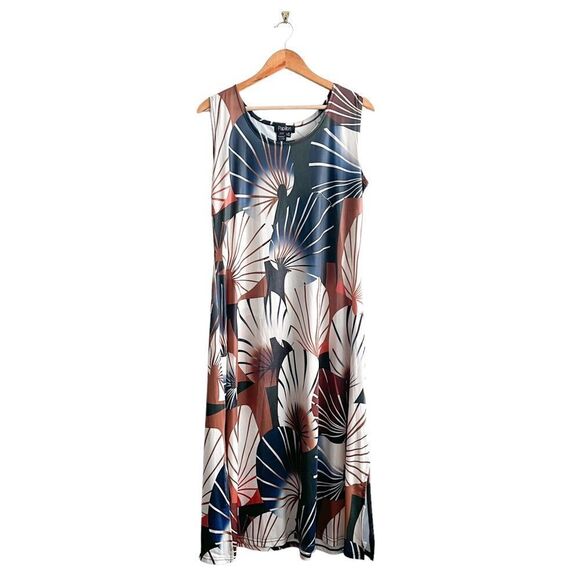 Papillon Tank Dress Brown Midi Women's M NWT Polyester Spandex Side Slits 13" - Picture 1 of 7